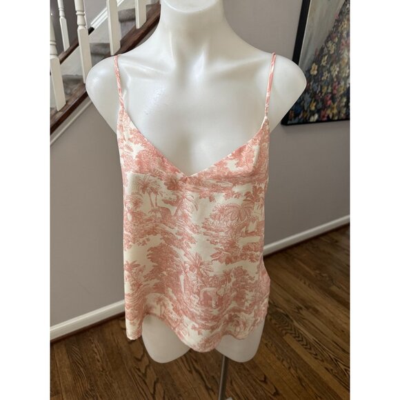 NWT L'AGENCE Jane Rose Tan Floral Print Silk Cami Tank Top Size Small - Picture 2 of 4